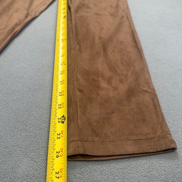 NWOT Zara Trafaluc Tan Faux Suede Pants 28x26 Elastic Waist Straight Trousers - Picture 5 of 8